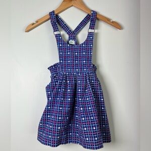 Vintage Izod Lacoste Skirtall Dress Overalls Blue Purple Plaid Rare